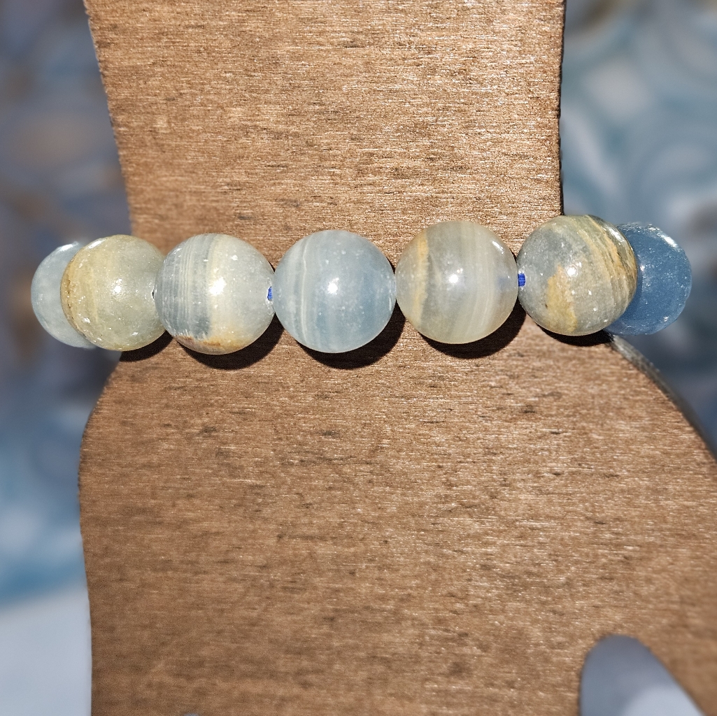 Blue Onyx 12 Mm Stretch Bracelet Beaded Bracelet 675 24$